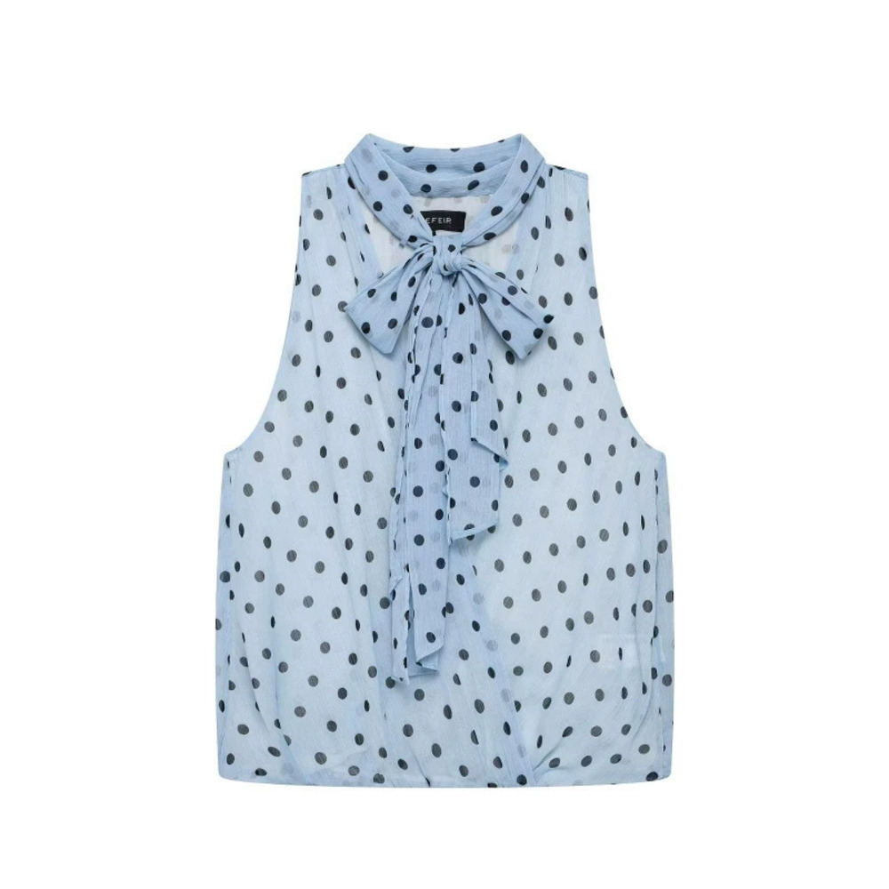 ZARA Vintage Polka Dot Bow Tie Sleeveless Top